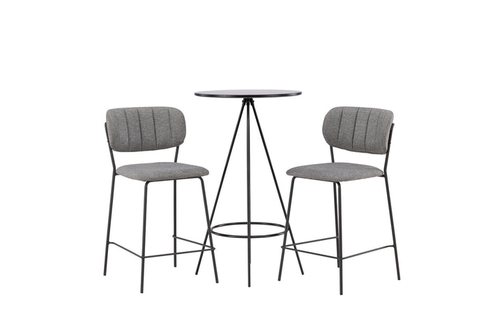 Venture Home Bistro Bar Table φ60 - Black / MDF with veneer +Bell Bar Chair - Black / Grey Fabric _2
