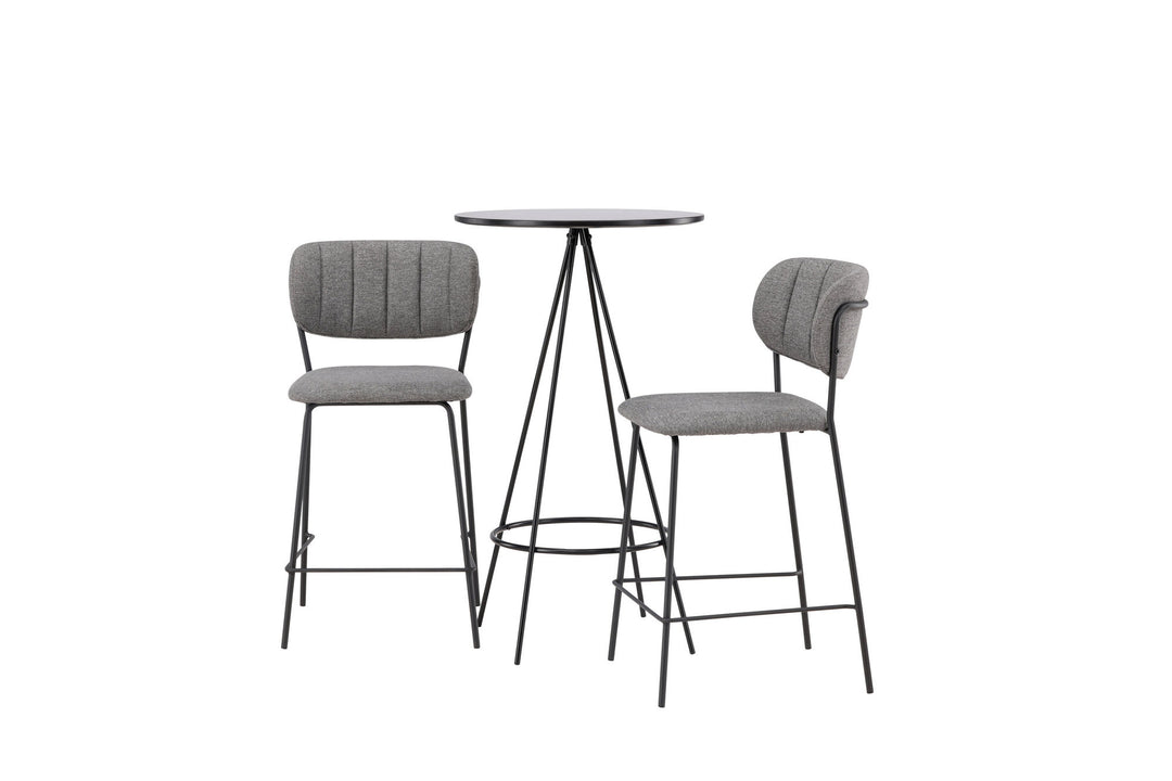 Venture Home Bistro Bar Table φ60 - Black / MDF with veneer +Bell Bar Chair - Black / Grey Fabric _2