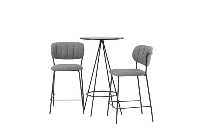 Venture Home Bistro Bar Table φ60 - Black / MDF with veneer +Bell Bar Chair - Black / Grey Fabric _2