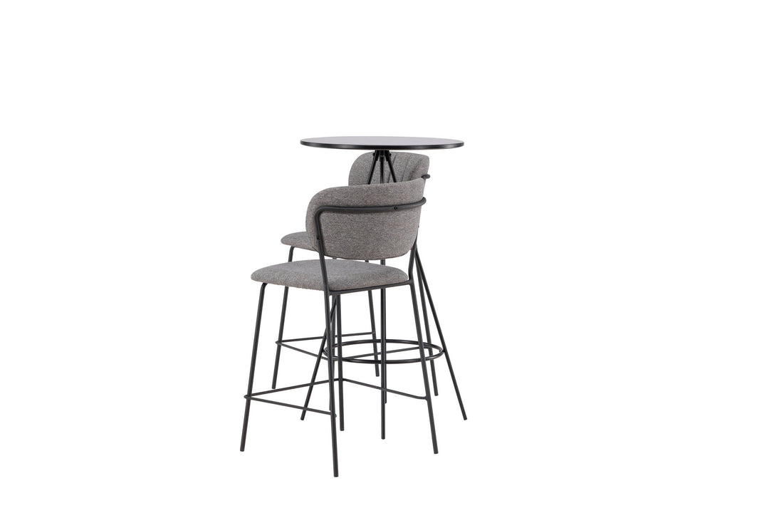 Venture Home Bistro Bar Table φ60 - Black / MDF with veneer +Bell Bar Chair - Black / Grey Fabric _2
