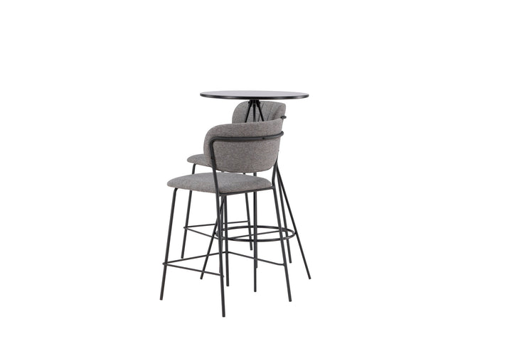 Venture Home Bistro Bar Table φ60 - Black / MDF with veneer +Bell Bar Chair - Black / Grey Fabric _2