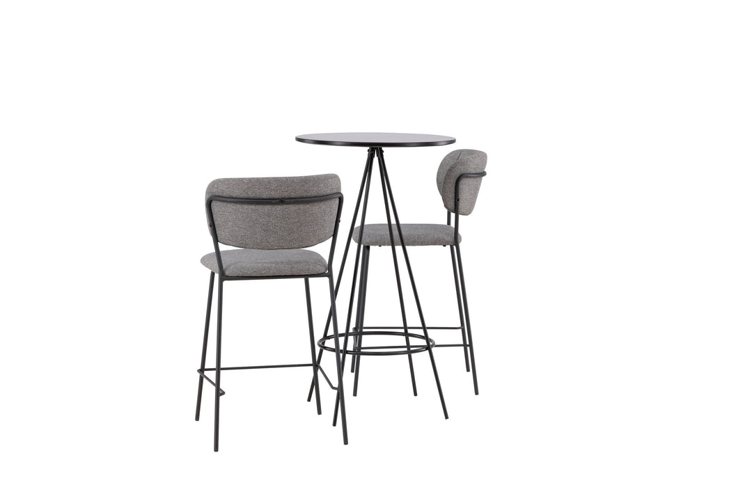Venture Home Bistro Bar Table φ60 - Black / MDF with veneer +Bell Bar Chair - Black / Grey Fabric _2