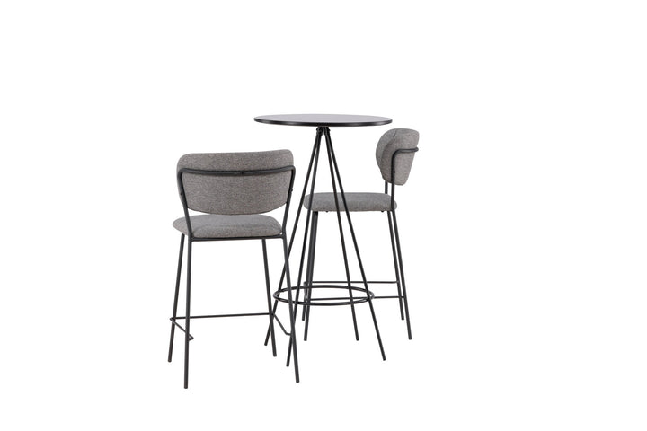 Venture Home Bistro Bar Table φ60 - Black / MDF with veneer +Bell Bar Chair - Black / Grey Fabric _2