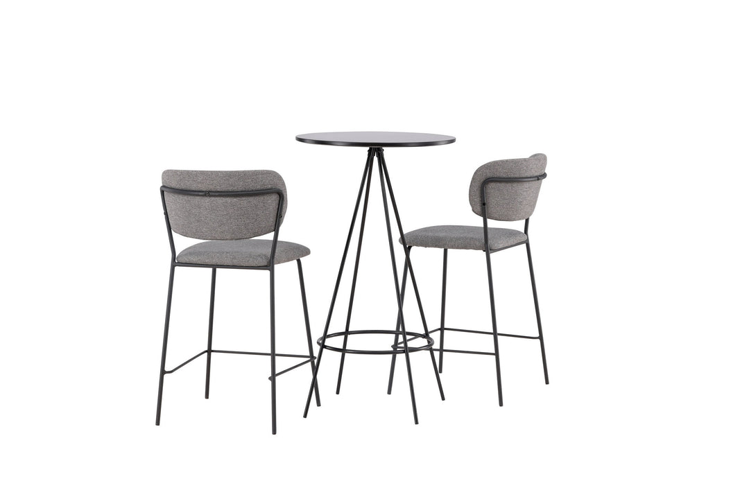 Venture Home Bistro Bar Table φ60 - Black / MDF with veneer +Bell Bar Chair - Black / Grey Fabric _2