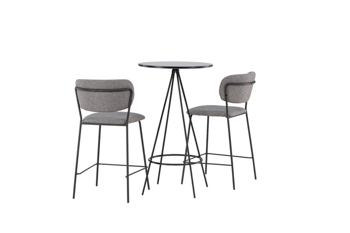 Venture Home Bistro Bar Table φ60 - Black / MDF with veneer +Bell Bar Chair - Black / Grey Fabric _2