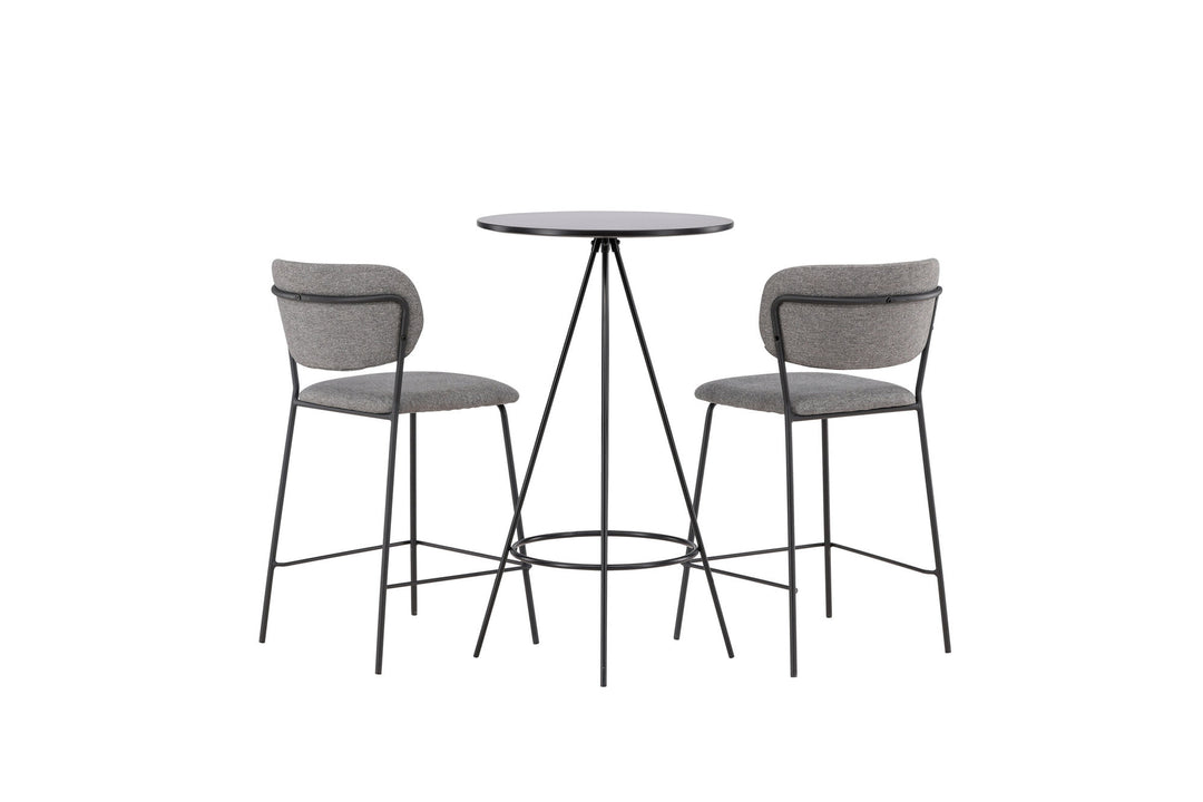 Venture Home Bistro Bar Table φ60 - Black / MDF with veneer +Bell Bar Chair - Black / Grey Fabric _2