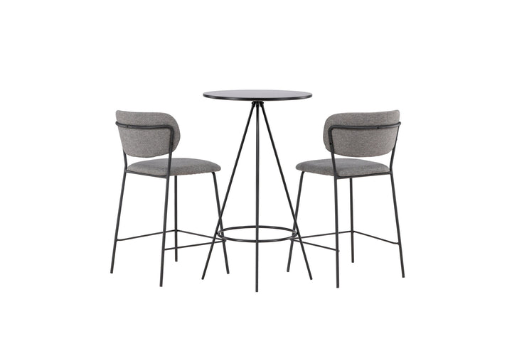 Venture Home Bistro Bar Table φ60 - Black / MDF with veneer +Bell Bar Chair - Black / Grey Fabric _2