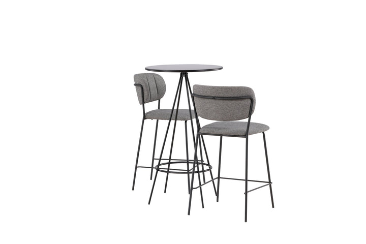 Venture Home Bistro Bar Table φ60 - Black / MDF with veneer +Bell Bar Chair - Black / Grey Fabric _2