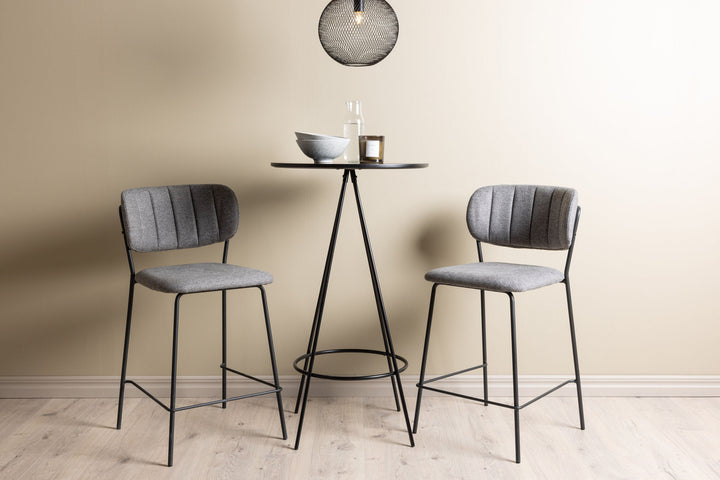Venture Home Bistro Bar Table φ60 - Black / MDF with veneer +Bell Bar Chair - Black / Grey Fabric _2