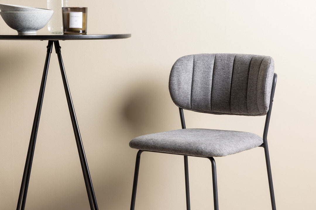 Venture Home Bistro Bar Table φ60 - Black / MDF with veneer +Bell Bar Chair - Black / Grey Fabric _2