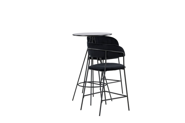 Venture Home Bistro Bar Table φ60 - Black / MDF with veneer +Lui Bar Chair - Black / Black PU _2