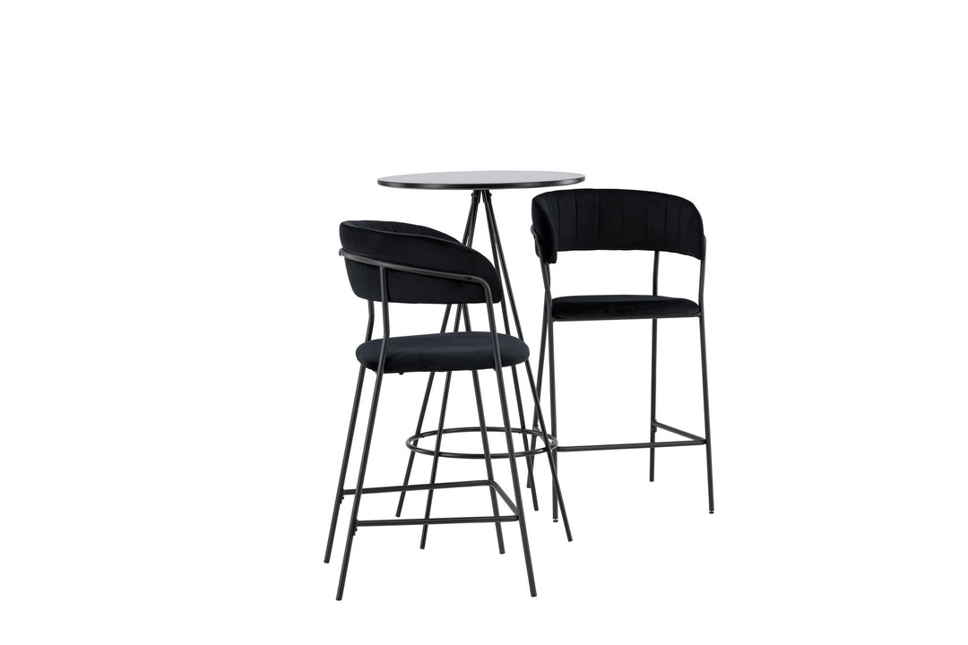 Venture Home Bistro Bar Table φ60 - Black / MDF with veneer +Lui Bar Chair - Black / Black PU _2