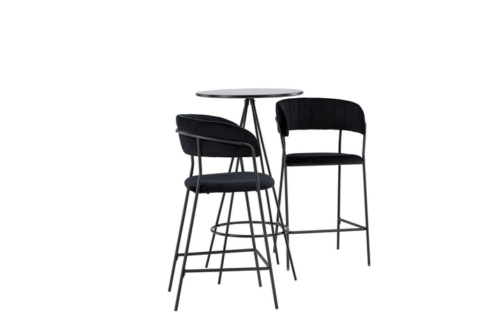 Venture Home Bistro Bar Table φ60 - Black / MDF with veneer +Lui Bar Chair - Black / Black PU _2
