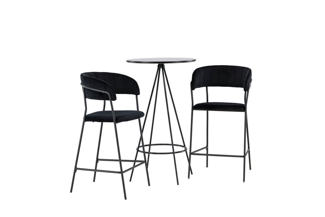 Venture Home Bistro Bar Table φ60 - Black / MDF with veneer +Lui Bar Chair - Black / Black PU _2