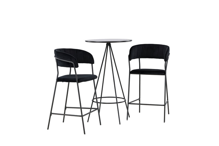 Venture Home Bistro Bar Table φ60 - Black / MDF with veneer +Lui Bar Chair - Black / Black PU _2