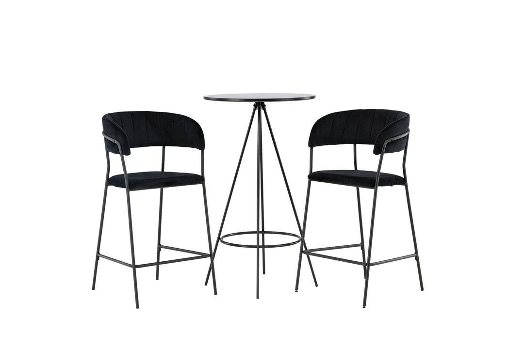 Venture Home Bistro Bar Table φ60 - Black / MDF with veneer +Lui Bar Chair - Black / Black PU _2