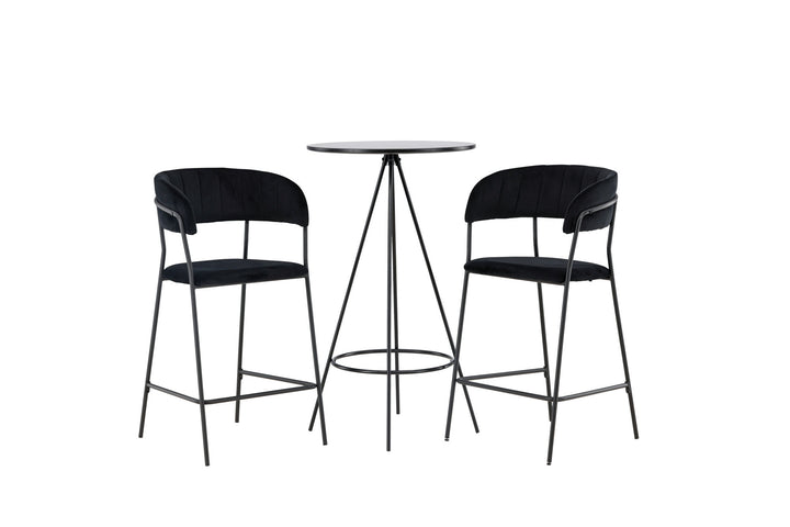 Venture Home Bistro Bar Table φ60 - Black / MDF with veneer +Lui Bar Chair - Black / Black PU _2