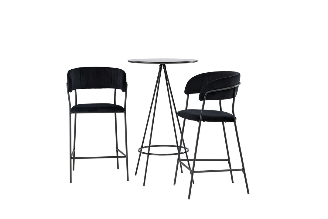 Venture Home Bistro Bar Table φ60 - Black / MDF with veneer +Lui Bar Chair - Black / Black PU _2
