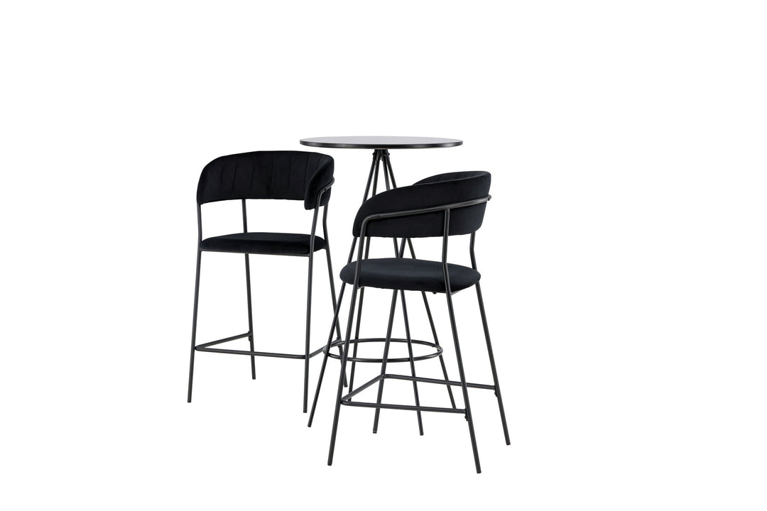 Venture Home Bistro Bar Table φ60 - Black / MDF with veneer +Lui Bar Chair - Black / Black PU _2
