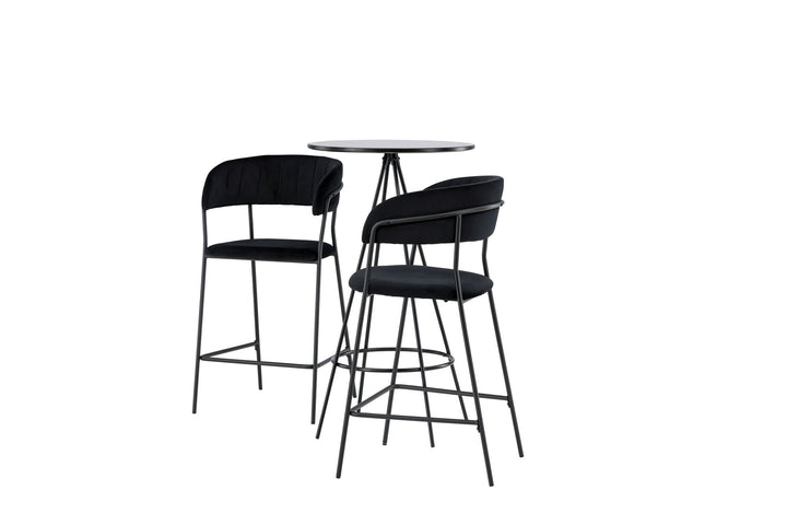Venture Home Bistro Bar Table φ60 - Black / MDF with veneer +Lui Bar Chair - Black / Black PU _2