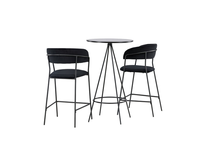 Venture Home Bistro Bar Table φ60 - Black / MDF with veneer +Lui Bar Chair - Black / Black PU _2