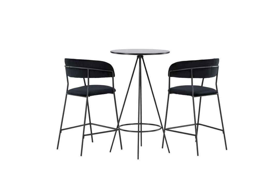 Venture Home Bistro Bar Table φ60 - Black / MDF with veneer +Lui Bar Chair - Black / Black PU _2