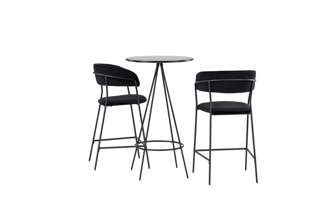 Venture Home Bistro Bar Table φ60 - Black / MDF with veneer +Lui Bar Chair - Black / Black PU _2
