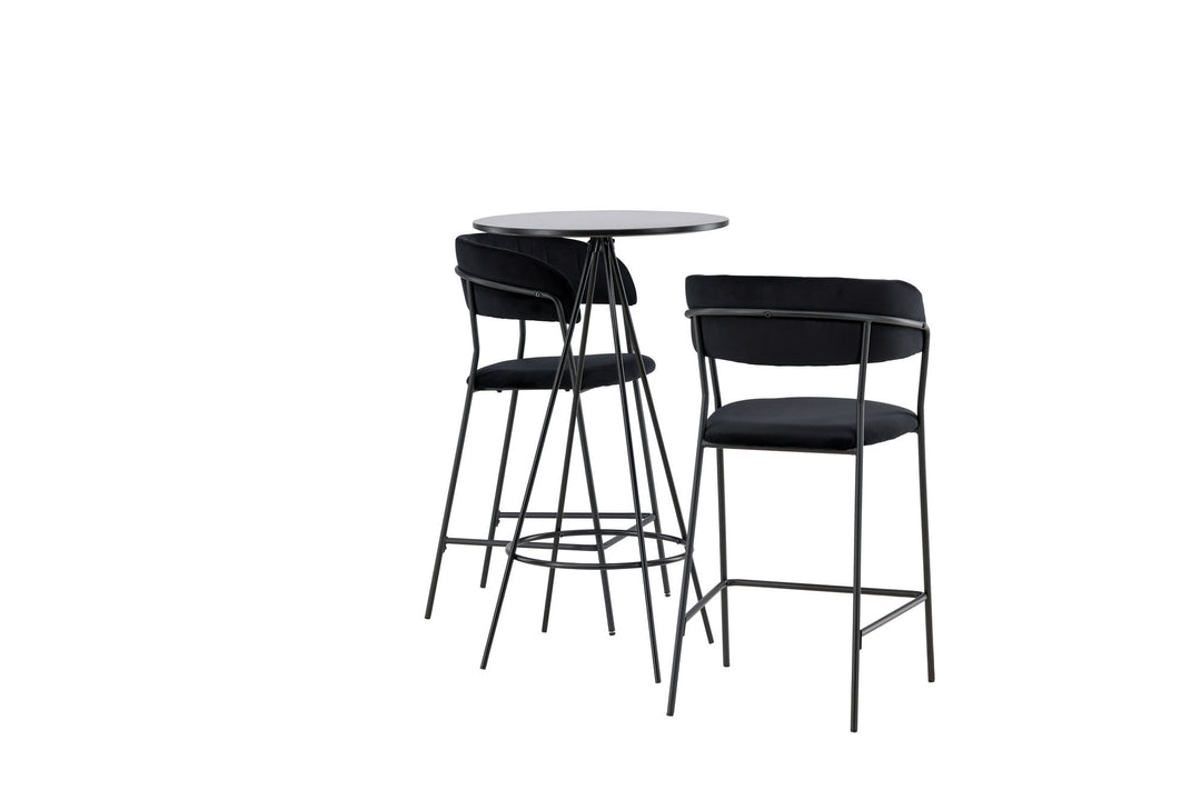 Venture Home Bistro Bar Table φ60 - Black / MDF with veneer +Lui Bar Chair - Black / Black PU _2