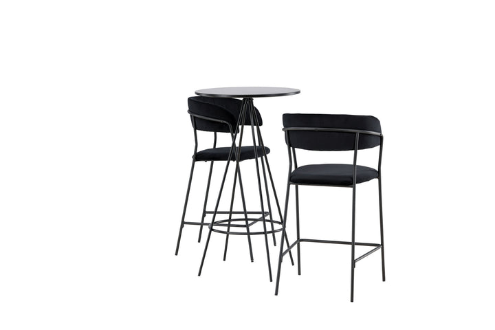 Venture Home Bistro Bar Table φ60 - Black / MDF with veneer +Lui Bar Chair - Black / Black PU _2