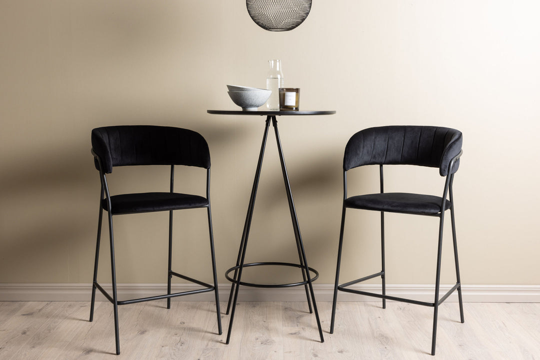 Venture Home Bistro Bar Table φ60 - Black / MDF with veneer +Lui Bar Chair - Black / Black PU _2
