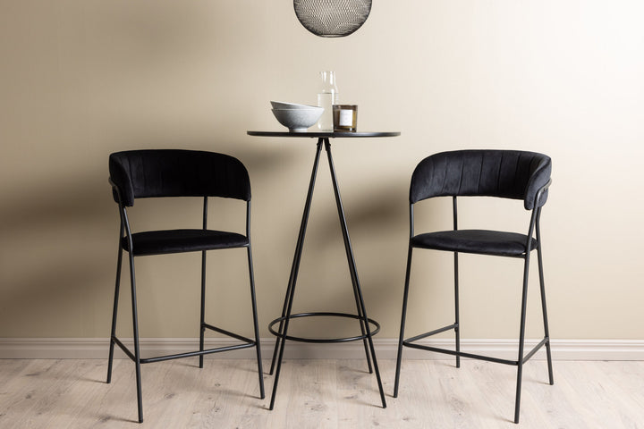 Venture Home Bistro Bar Table φ60 - Black / MDF with veneer +Lui Bar Chair - Black / Black PU _2