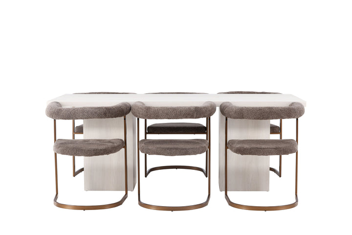 Venture Home Olga Dining Table 200*75 - White Wash +Morning Dining Chair - Black / Black Boucle _6