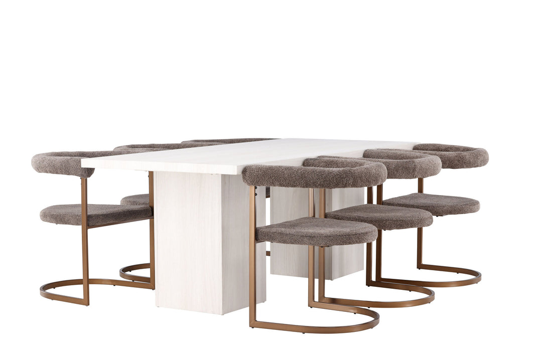 Venture Home Olga Dining Table 200*75 - White Wash +Morning Dining Chair - Black / Black Boucle _6