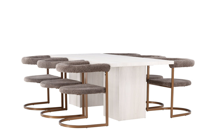 Venture Home Olga Dining Table 200*75 - White Wash +Morning Dining Chair - Black / Black Boucle _6