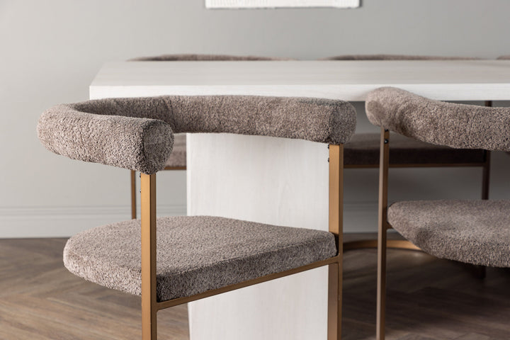 Venture Home Olga Dining Table 200*75 - White Wash +Morning Dining Chair - Black / Black Boucle _6