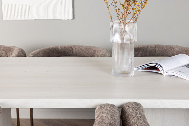 Venture Home Olga Dining Table 200*75 - White Wash +Morning Dining Chair - Black / Black Boucle _6