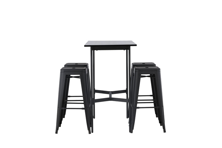 Venture Home Rax Bar Table 120*60 - Black / Black MDF +Tempe Bar Chair - Matte black / Metal _4