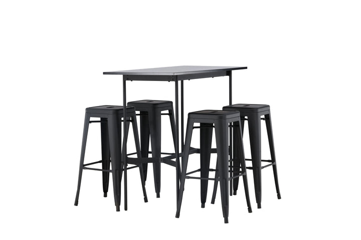 Venture Home Rax Bar Table 120*60 - Black / Black MDF +Tempe Bar Chair - Matte black / Metal _4