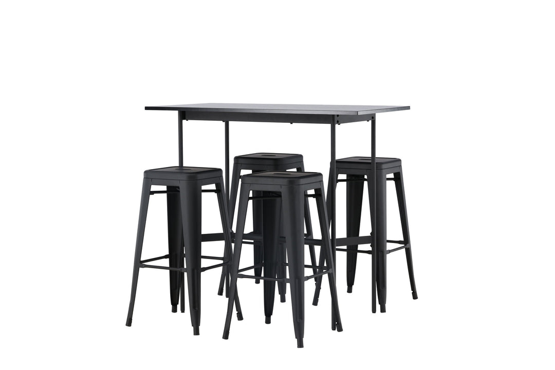 Venture Home Rax Bar Table 120*60 - Black / Black MDF +Tempe Bar Chair - Matte black / Metal _4