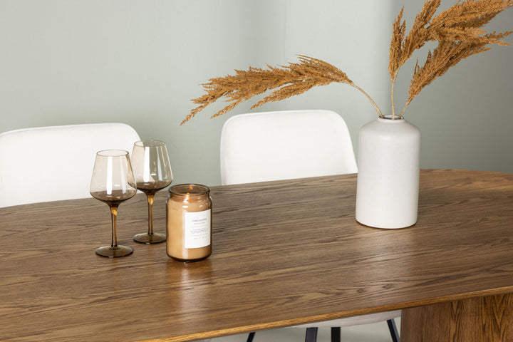 Venture Home Isolde Dining Table 140*75 - Nature / Nature MDF +Rosie Dining Chair - Black / Beige Fabric _4