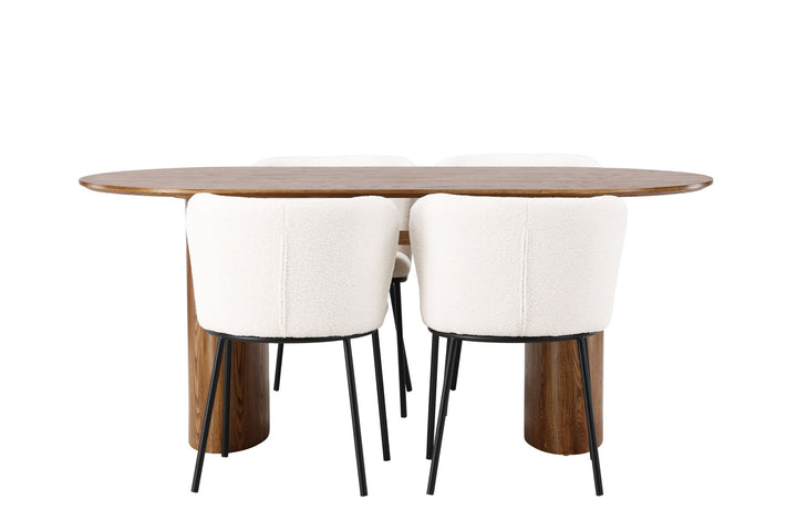 Venture Home Isolde Dining Table 140*75 - Nature / Nature MDF +Edina Dining Chair - Black / White Boucle _4