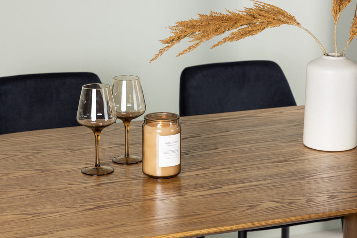 Venture Home Isolde Dining Table 140*75 - Nature / Nature MDF +Night Dining Chair - Black / Black Velvet _4