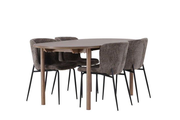 Venture Home Andy Dining Table 180*75 - Natural / Natural MDF +Modesto Dining Chair - Grey / Smoked Black Boucle _4