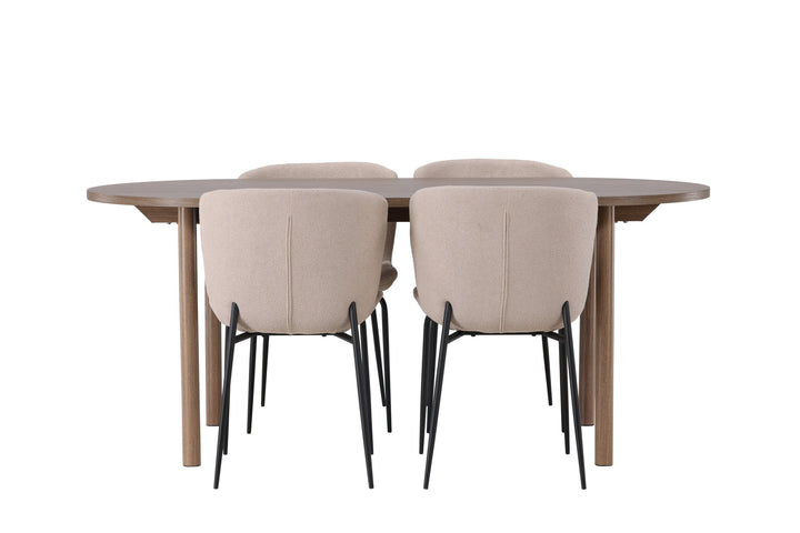 Venture Home Andy Dining Table 180*75 - Natural / Natural MDF +Modesto Dining Chair - Beige / Beige Boucle _4