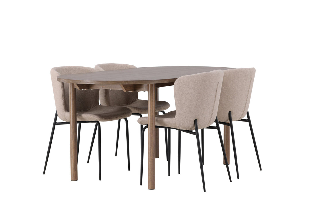 Venture Home Andy Dining Table 180*75 - Natural / Natural MDF +Modesto Dining Chair - Beige / Beige Boucle _4