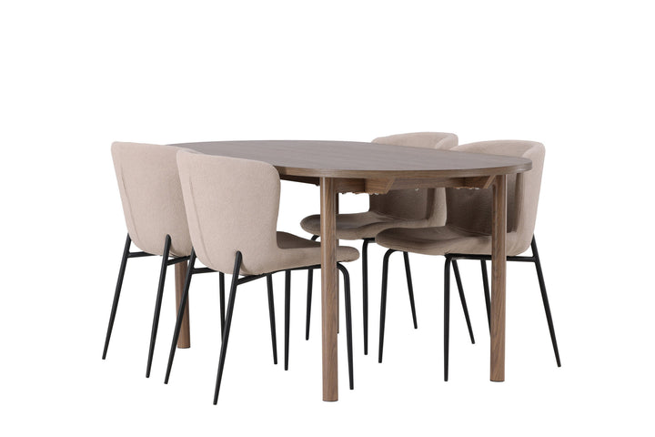Venture Home Andy Dining Table 180*75 - Natural / Natural MDF +Modesto Dining Chair - Beige / Beige Boucle _4