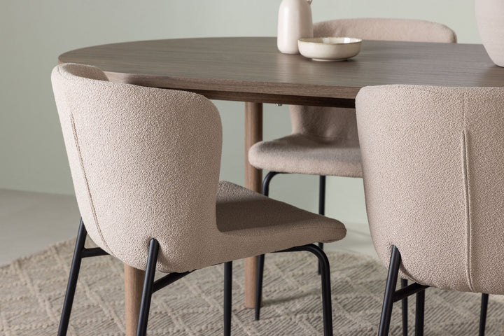 Venture Home Andy Dining Table 180*75 - Natural / Natural MDF +Modesto Dining Chair - Beige / Beige Boucle _4
