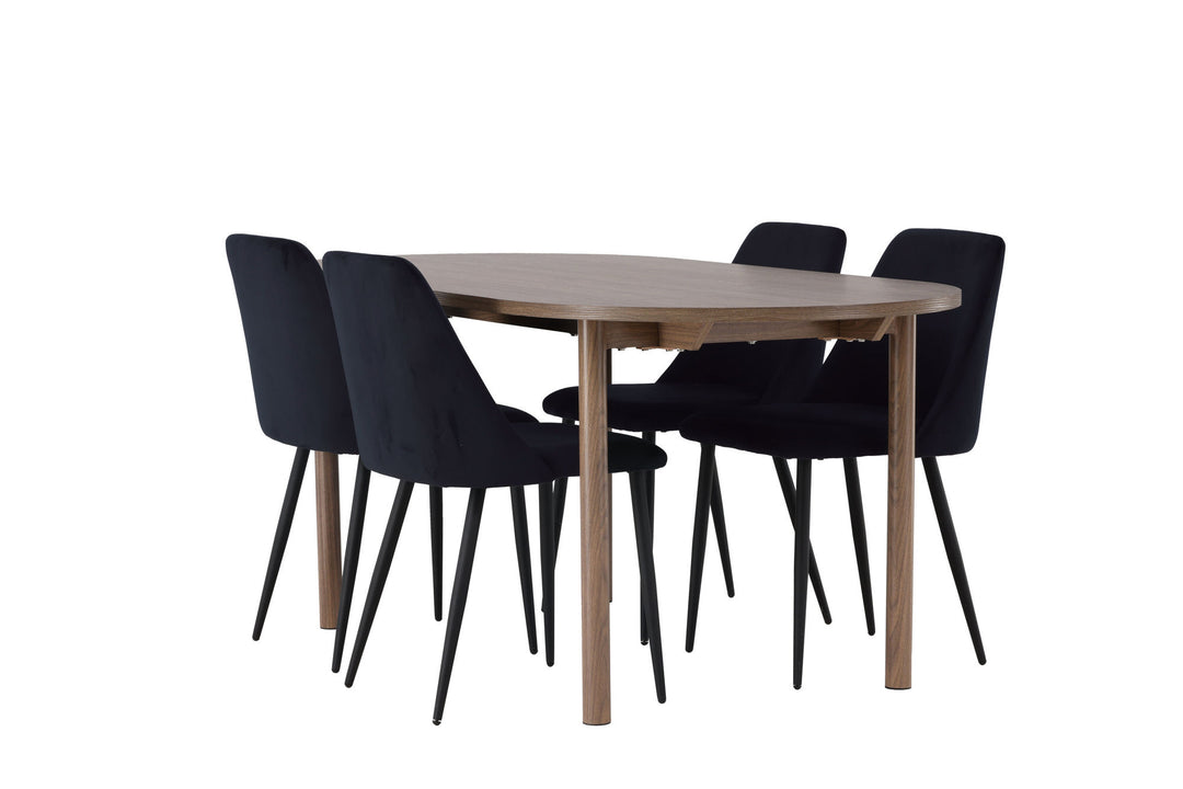Venture Home Andy Dining Table 180*75 - Natural / Natural MDF +Night Dining Chair - Black / Black Velvet _4