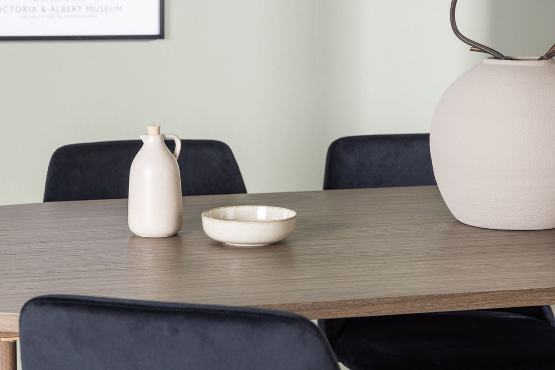 Venture Home Andy Dining Table 180*75 - Natural / Natural MDF +Night Dining Chair - Black / Black Velvet _4