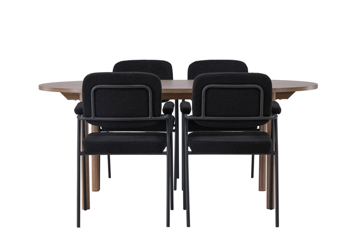 Venture Home Andy Dining Table 180*75 - Natural / Natural MDF +Yesterday Dining Chair - Black / Black Boucle _4